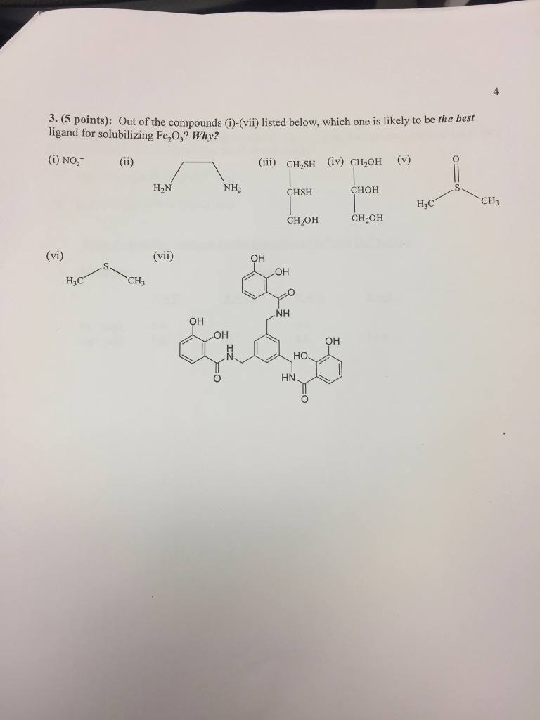 Solved 3. (5 Points): Out Of The Compounds (i)-(vii) Listed | Chegg.com