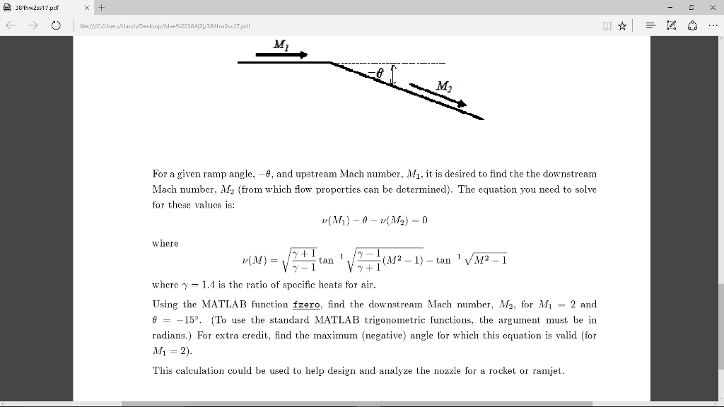 Solved The figure shows a supersonic airflow over a downward | Chegg.com
