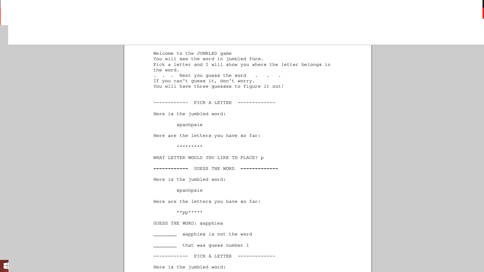 Solved Programming In C: Word Jumble Assignment. Please Do | Chegg.com