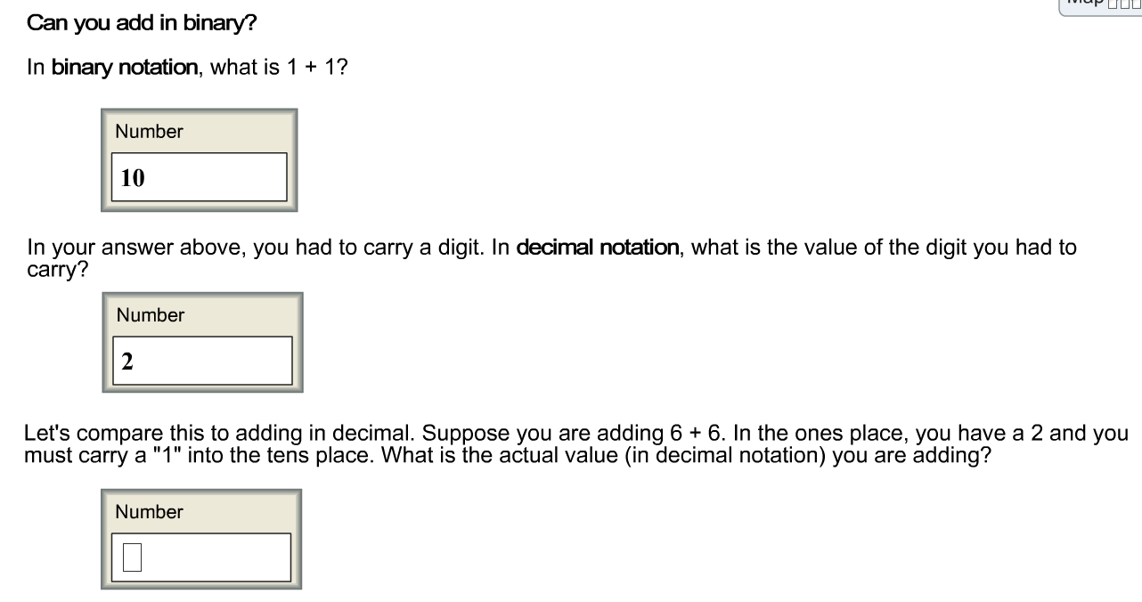 Solved can you add in binary in binary notation what is 1 chegg