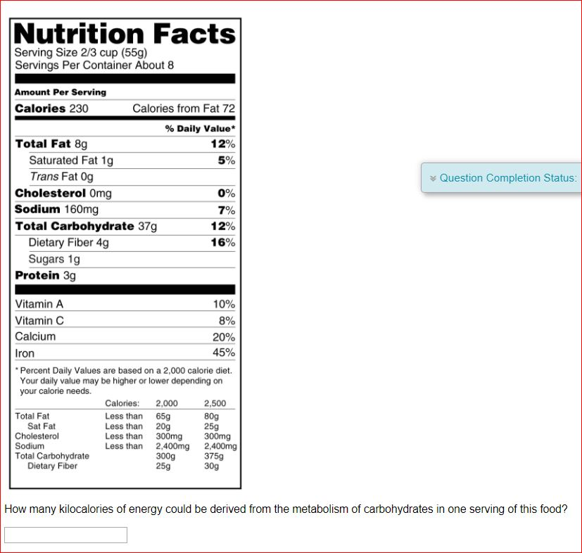 Solved Nutrition Facts Serving Size 2/3 cup (55g) Servings
