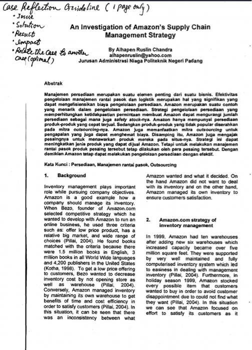 Solved Read case study Amazon Supply Chain Strategy and