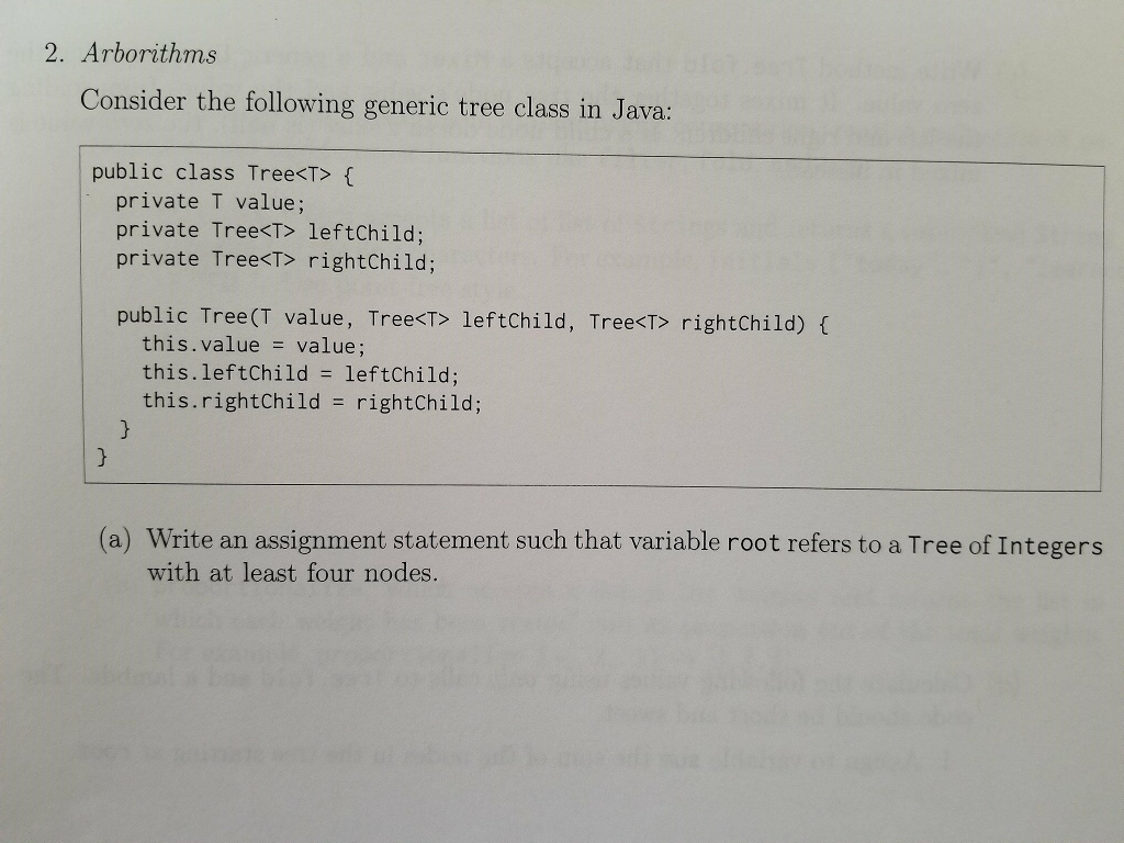 2. Arborithms Consider the following generic tree | Chegg.com