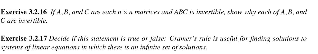 Solved Exercise 3.2.16 If A, B, and C are each n × n | Chegg.com