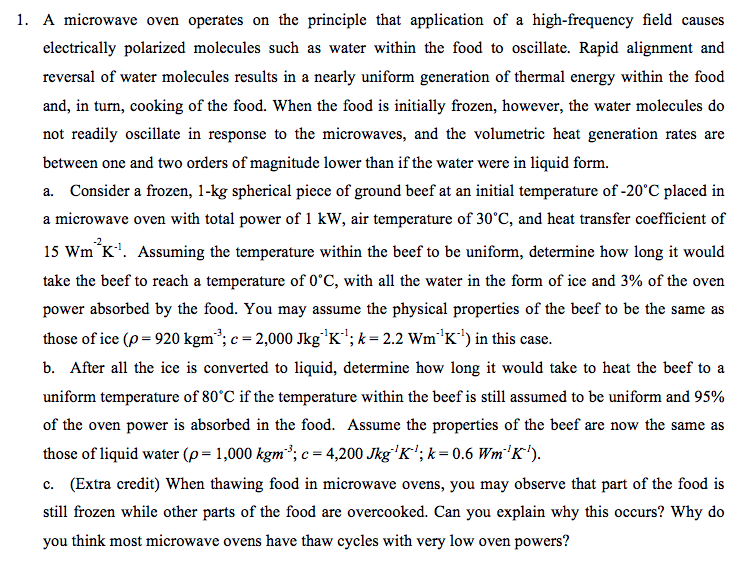 Solved 1. A microwave oven operates on the principle that