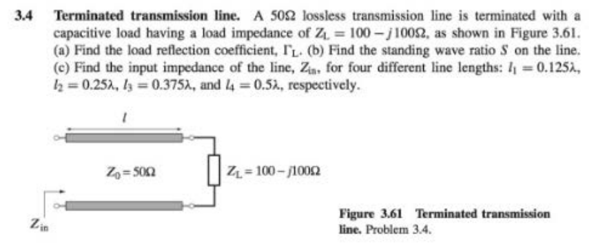 Solved 3.4 Terminated transmission line. A 500 lossless | Chegg.com