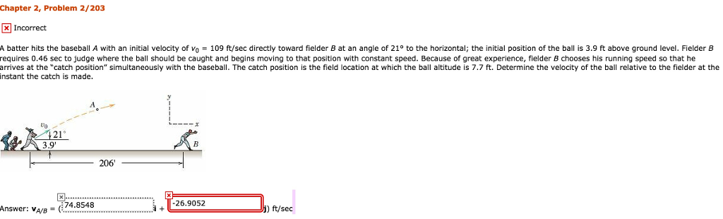 Solved A batter hits the baseball A with an initial velocity | Chegg.com