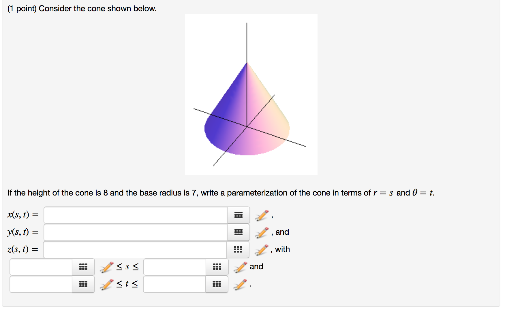 Solved Consider the cone shown below. If the height of the