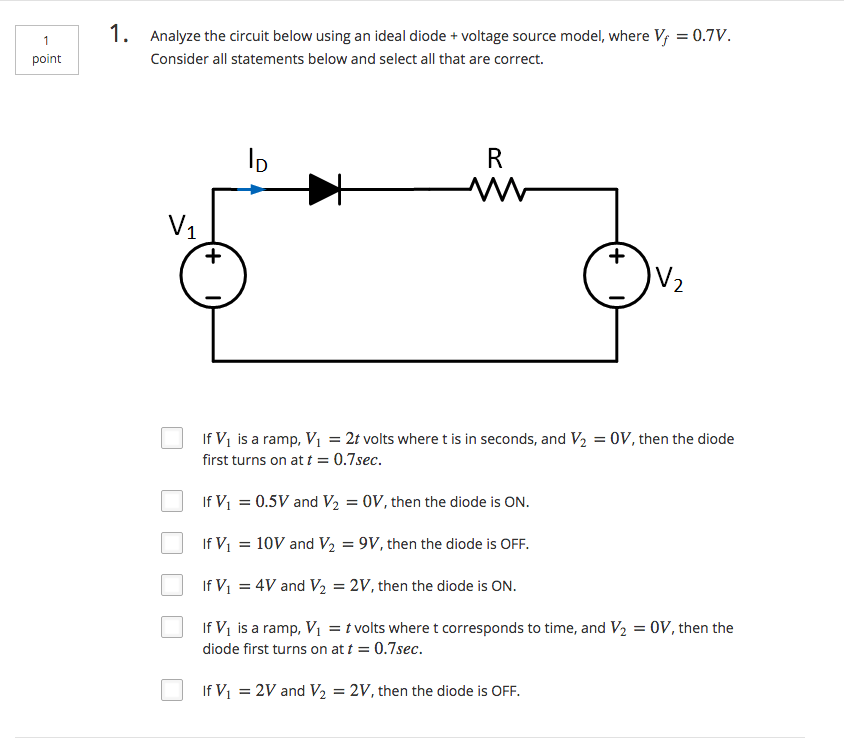 Solved Analyze The Circuit Below Using An Ideal Diode + | Chegg.com