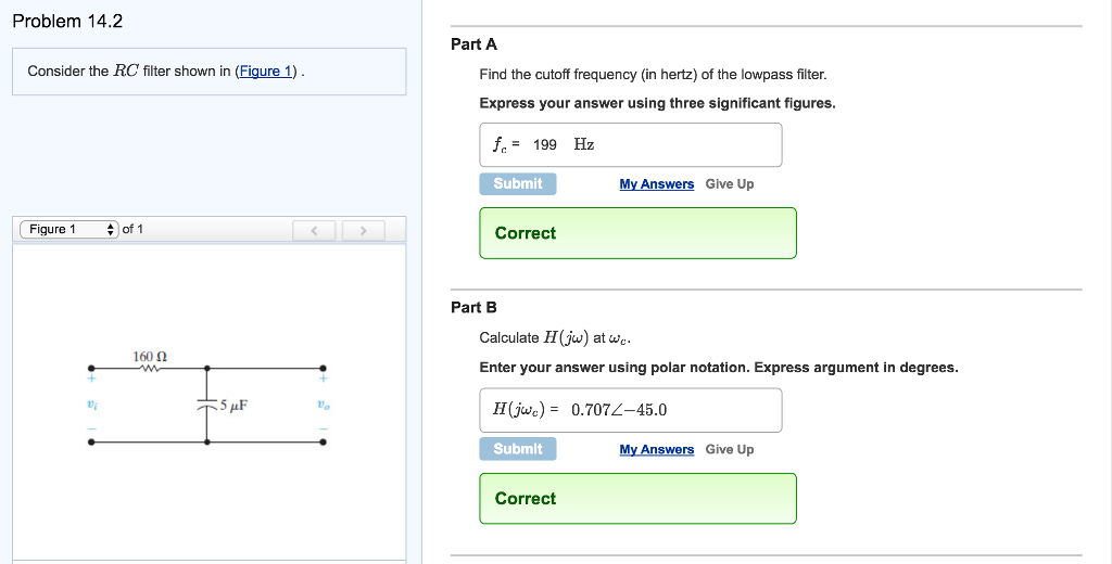 Solved Problem 14.2 Consider the RC filter shown in (Figure | Chegg.com