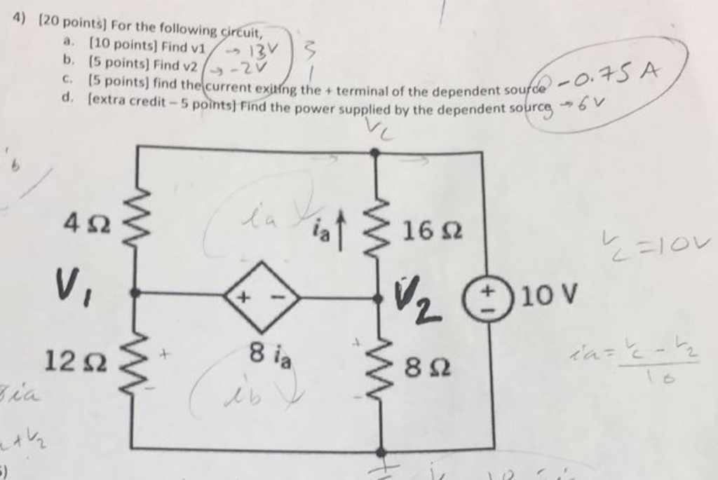 Solved For The Following Circuit, A. Find V1 B. Find V2 | Chegg.com