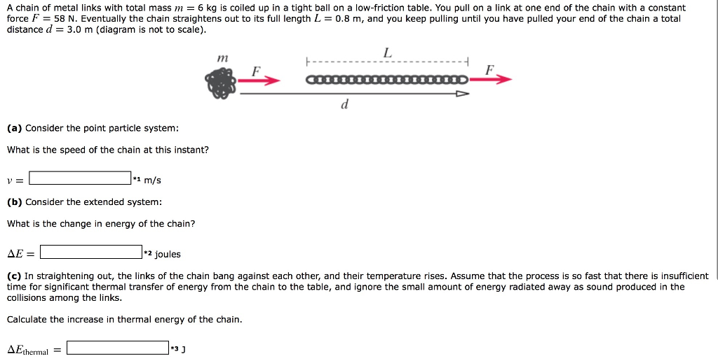 Solved A chain of metal links with total mass m = 6 kg is | Chegg.com