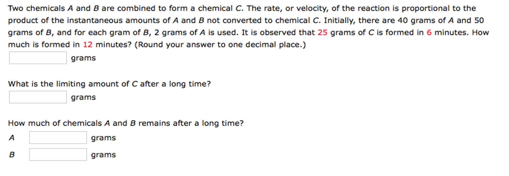 Solved Two chemicals A and B are combined to form a chemical | Chegg.com