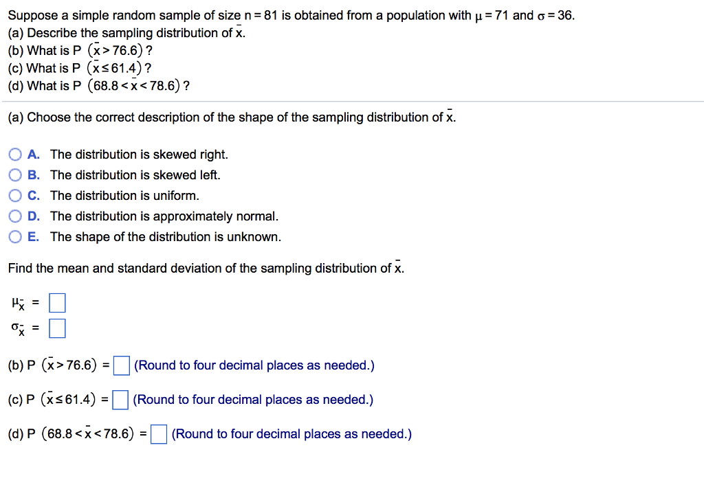 solved-suppose-a-simple-random-sample-of-size-n-81-is-chegg