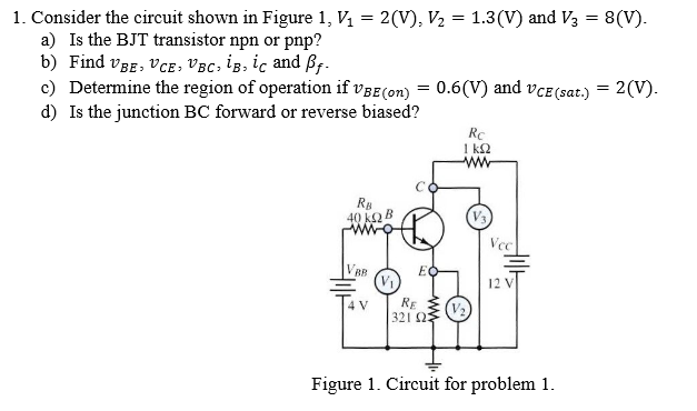 Solved 1. Consider the circuit shown in Figure 1, V1 = 2(V), | Chegg.com