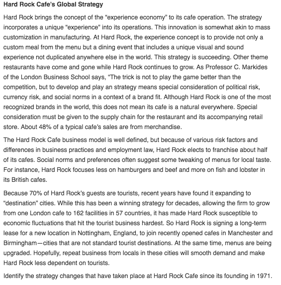 hard rock cafe global strategy case study answers