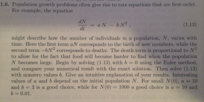 Solved 1.6. Population growth problems often give rise to | Chegg.com