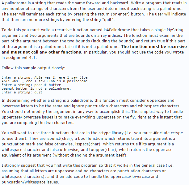 Solved A palindrome is a string that reads the same forward | Chegg.com