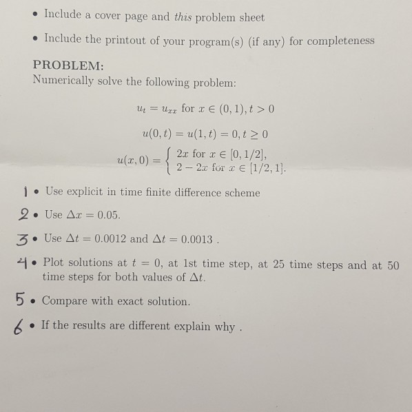 Solved . Include a cover page and this problem sheet Include | Chegg.com