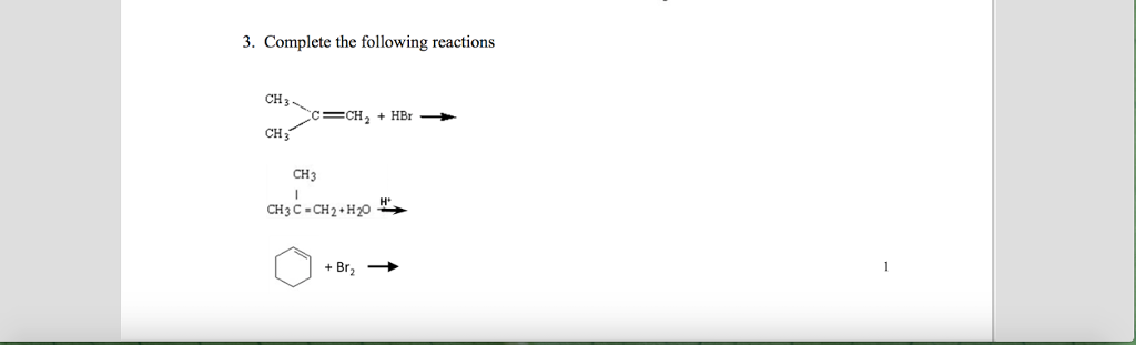 Solved Complete the following reactions | Chegg.com