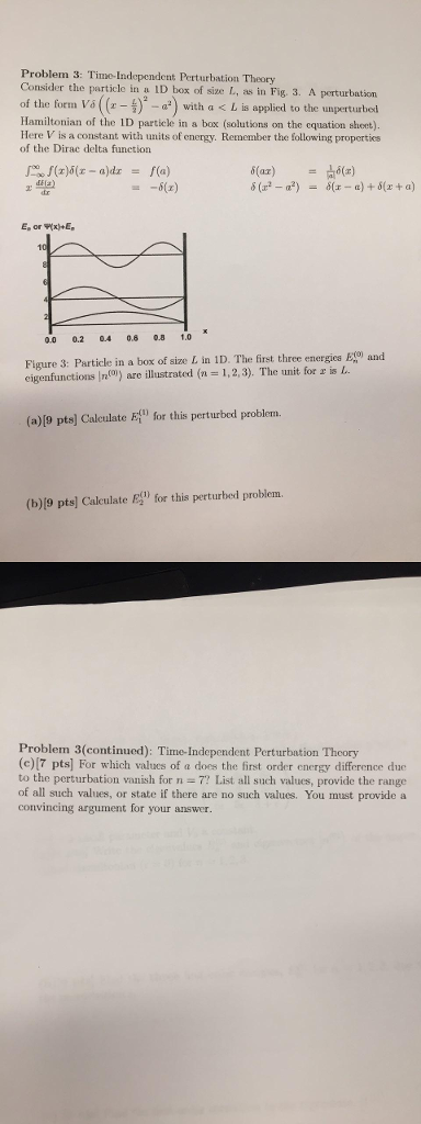 Solved Problem 3: Time Independent Perturbation Theory | Chegg.com
