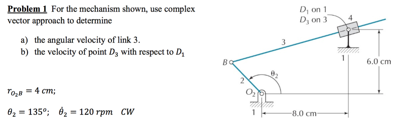 For The Mechanism Shown, Use Complex Vector Approach 