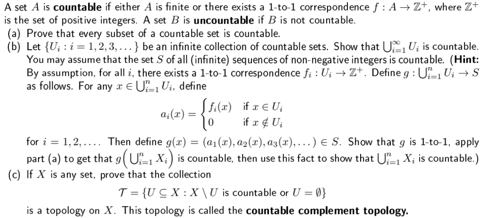 Solved A Set A Is Countable If Either A Is Finite Or There | Chegg.com