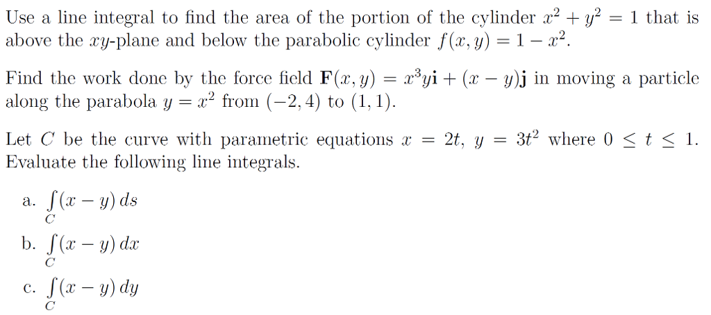 Solved Use a line integral to find the area of the portion | Chegg.com