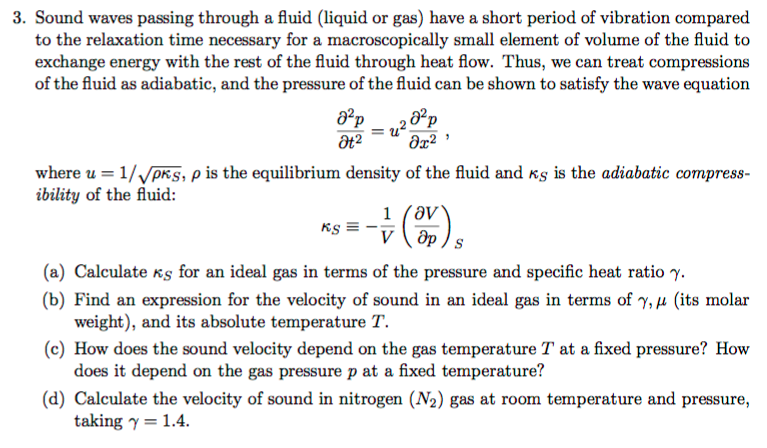 Sound waves passing through a fluid (liquid or gas) | Chegg.com