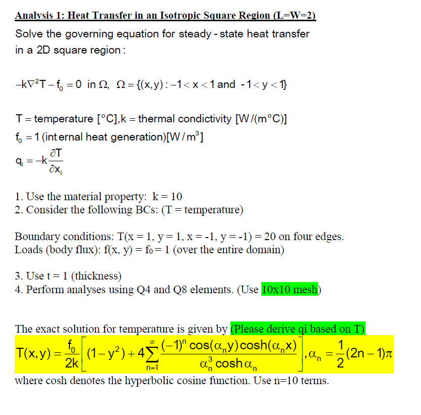 Analvsis 1: Heat Transfer in an Isotropic Square | Chegg.com