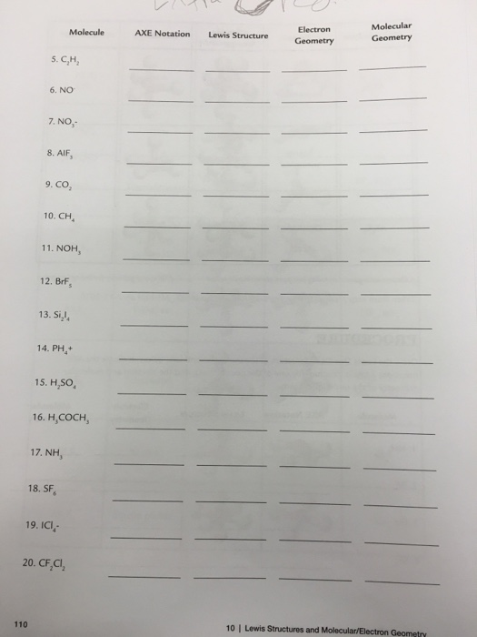 Solved Molecule AXE Notation Lewis Structure Electron