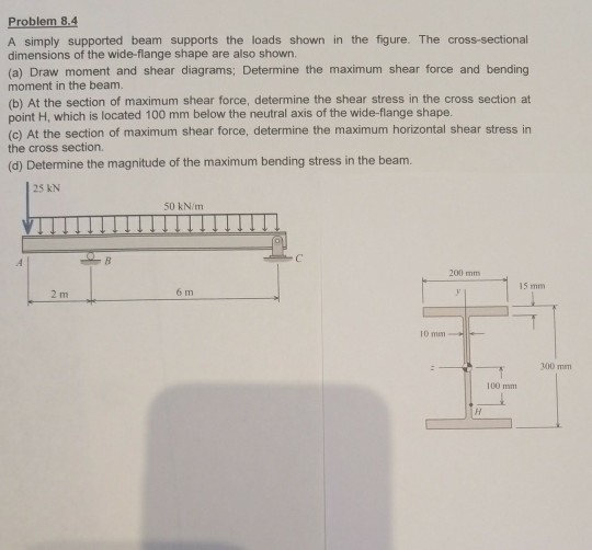 Solved Problem 8.4 A simply supported beam supports the | Chegg.com