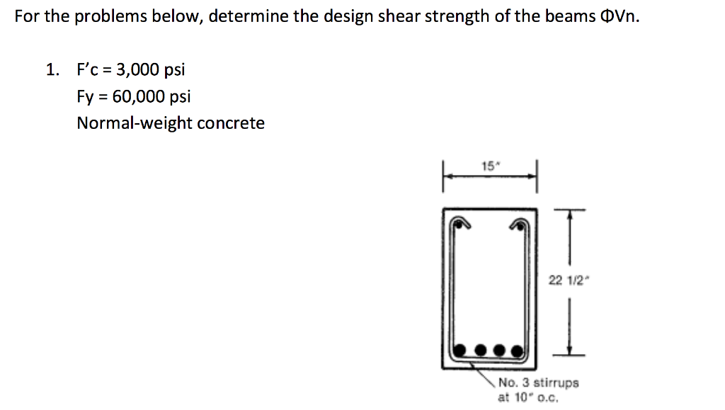 Solved For the problems below, determine the design shear | Chegg.com