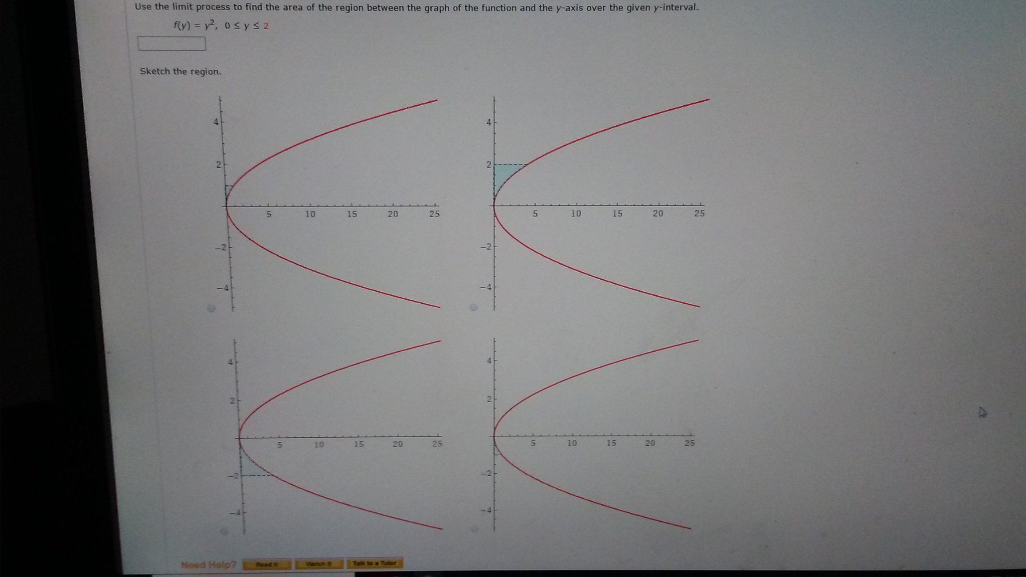 Solved Use the limit process to find the area of the region