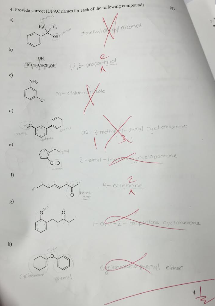 Solved Provide correct IUPAC names for each of the following | Chegg.com