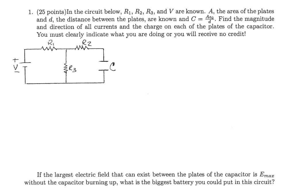 Solved 1 25 Points In The Circuit Below R1 R2 Rs And V