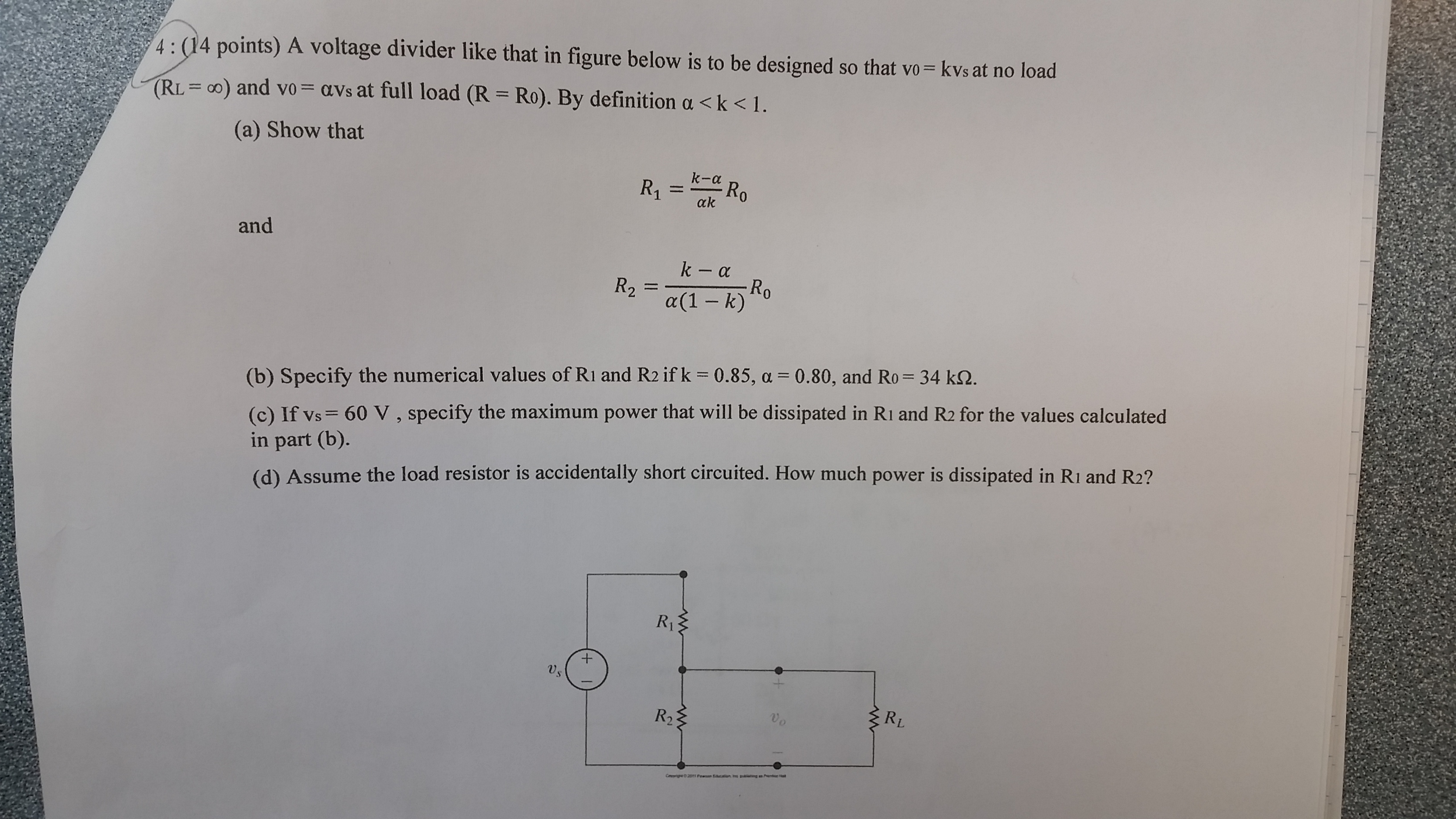 Solved A voltage divider like that in the figure above is to | Chegg.com