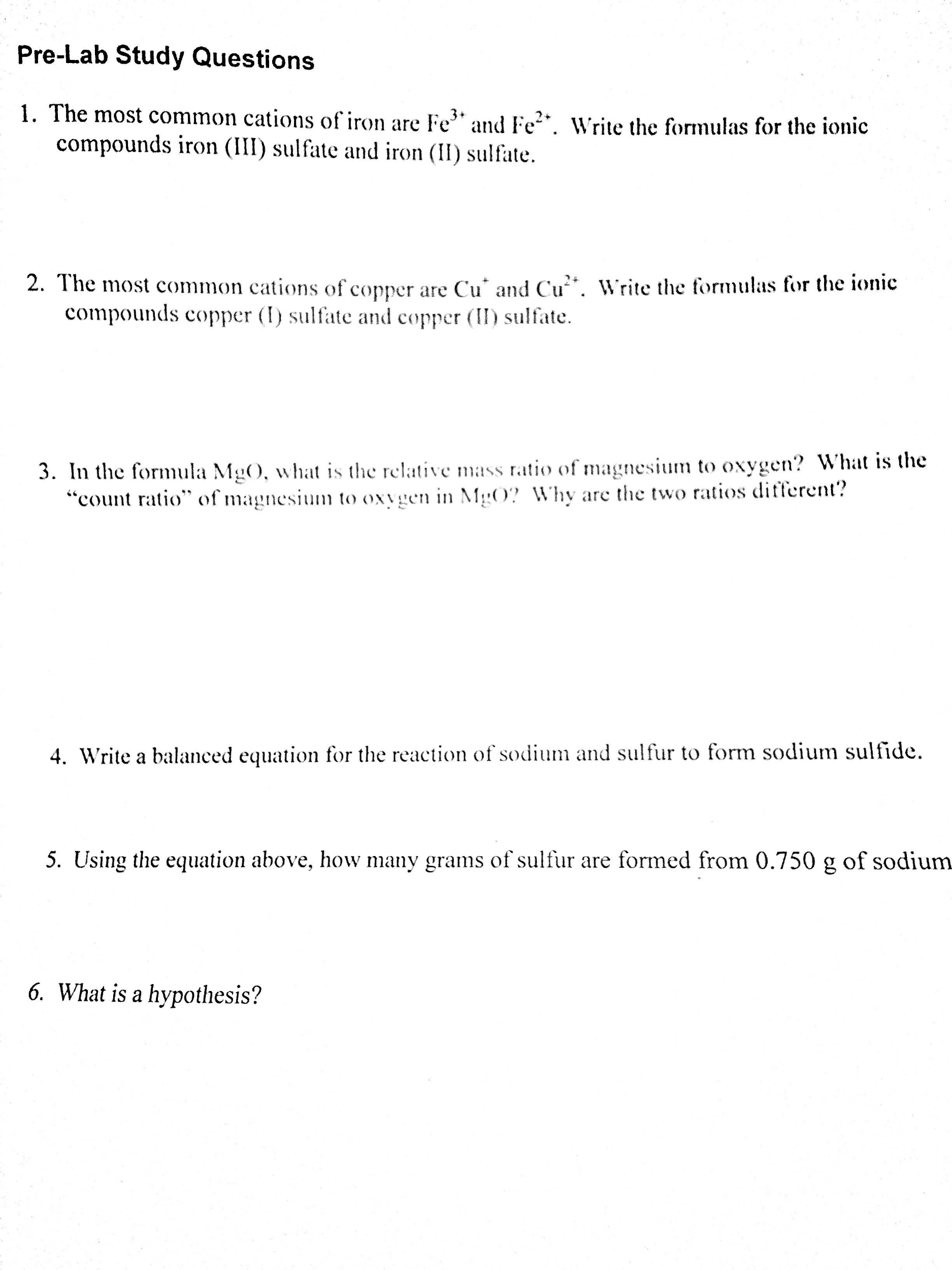 Solved 1- the most common cations of iron are fe3+ and fe2+. | Chegg.com