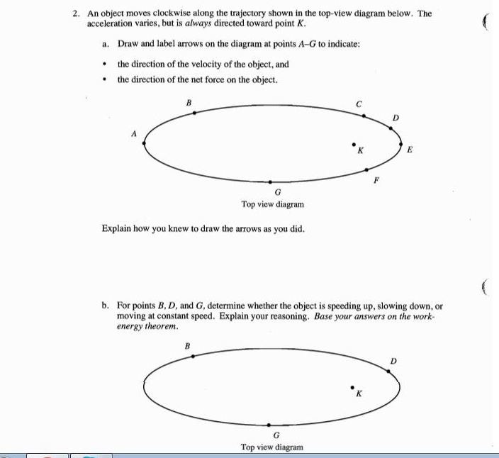 Solved An Object Moves Clockwise Along The Trajectory Shown | Chegg.com