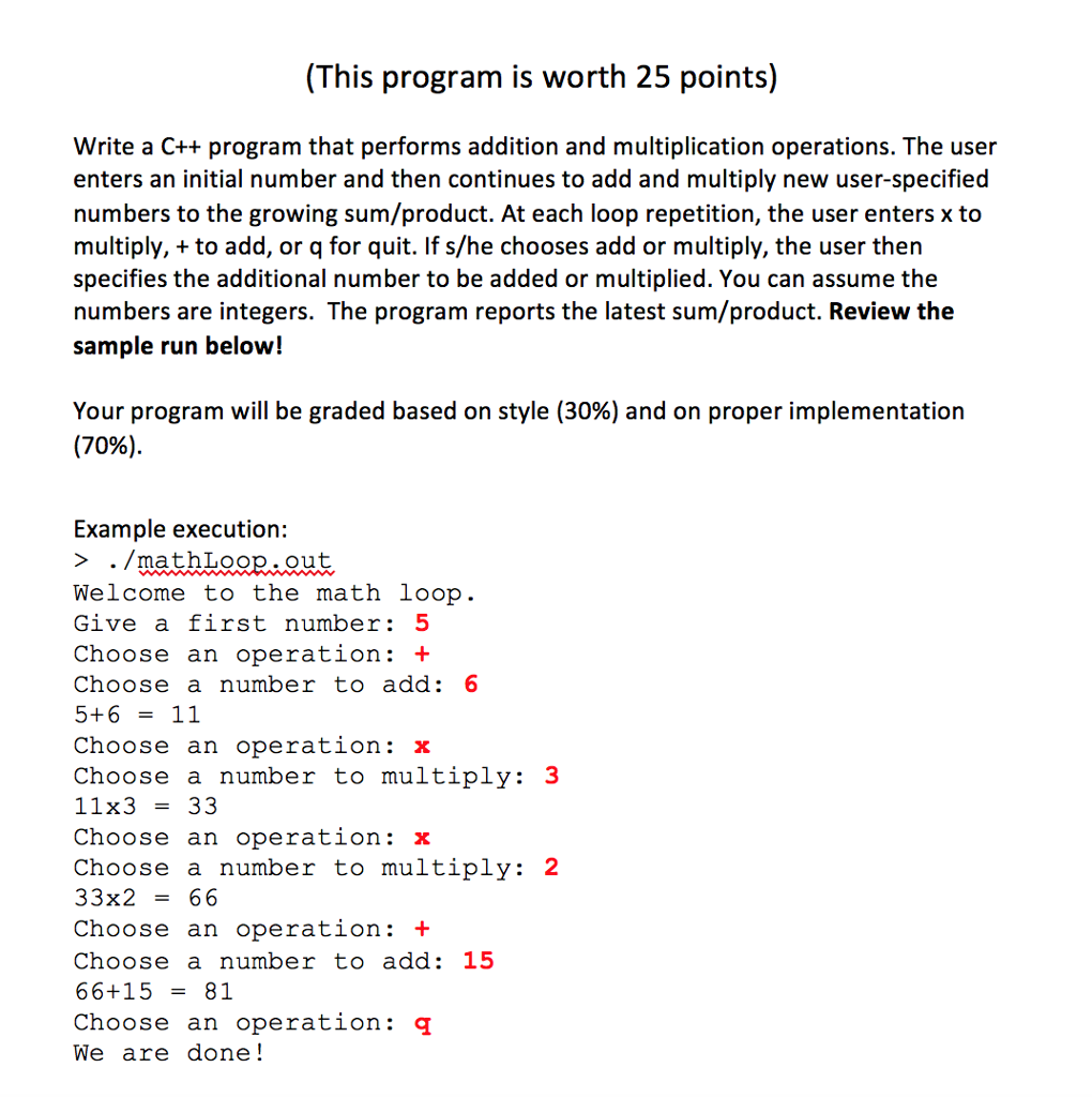 Solved (This program is worth 25 points) Write a C++ program | Chegg.com