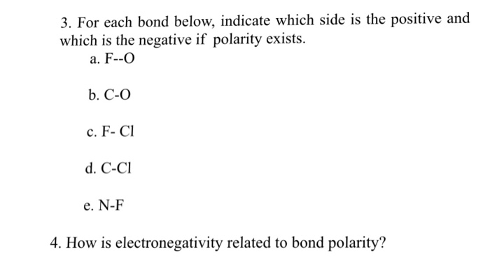 3. For each bond below, indicate which side is the | Chegg.com