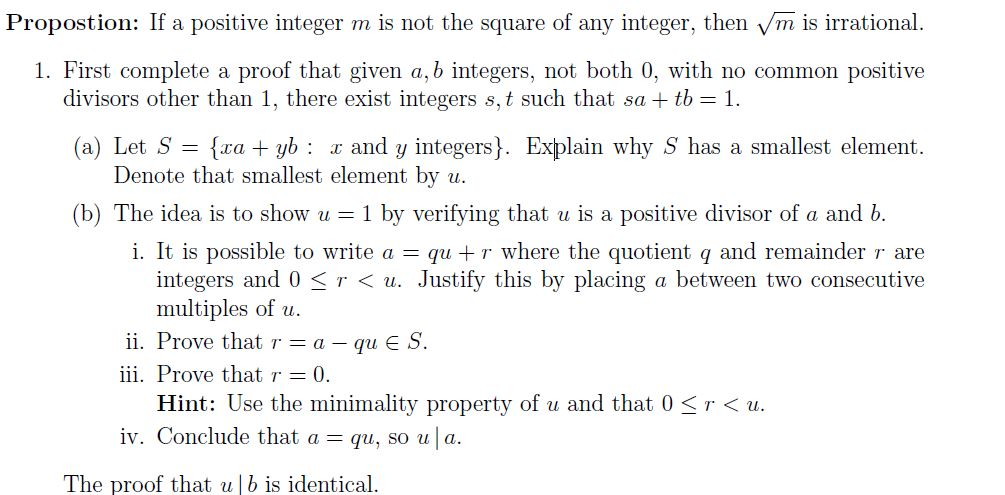Solved Propostion: If a positive integer m is not the square | Chegg.com
