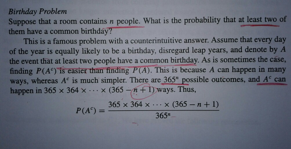 Solved Birthday Problem Suppose That A Room Contains N | Chegg.com