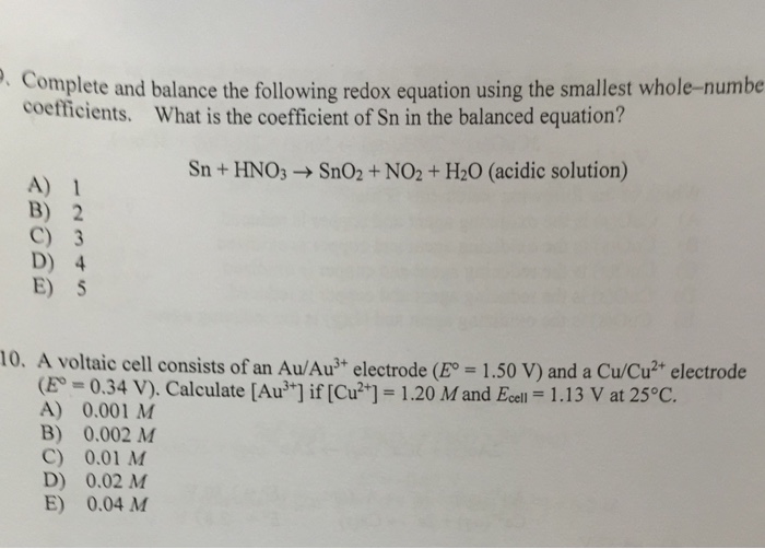 Solved Complete and balance the following redox equation | Chegg.com