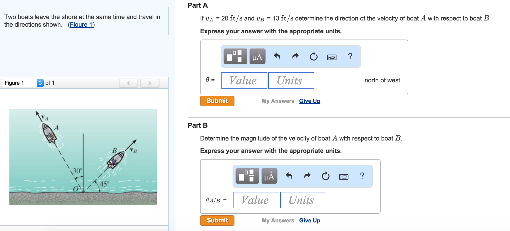 Solved Part A Two Boats Leave The Shore At The Same Time And | Chegg.com