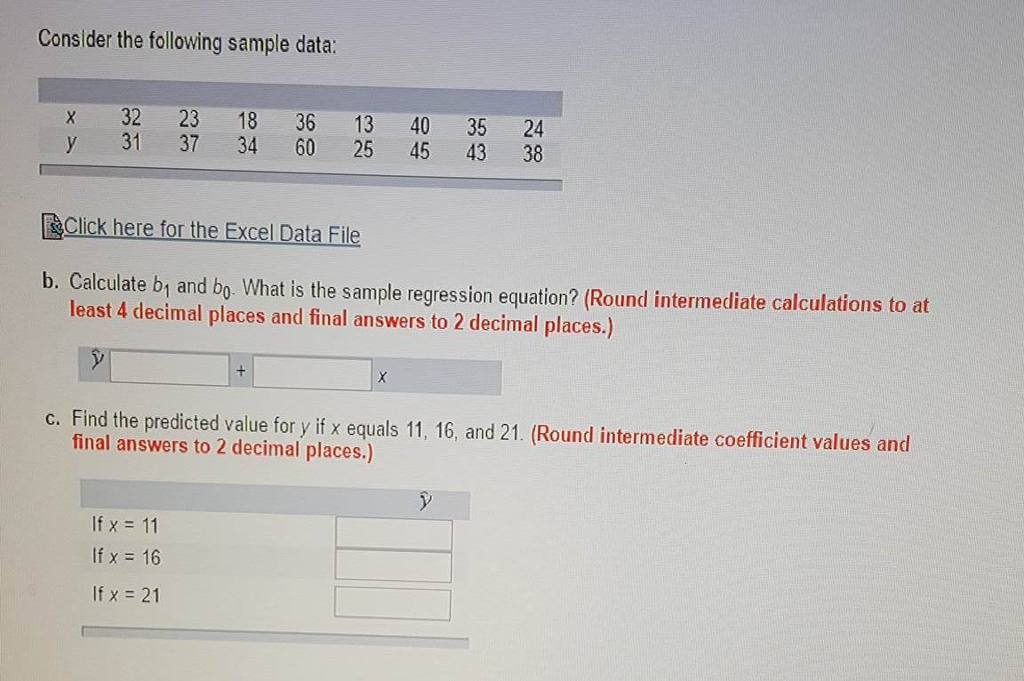 Solved Consider The Following Sample Data: B. Calculate B_1 | Chegg.com