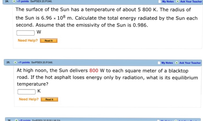 Solved The surface of the Sun has a temperature of about 5 | Chegg.com