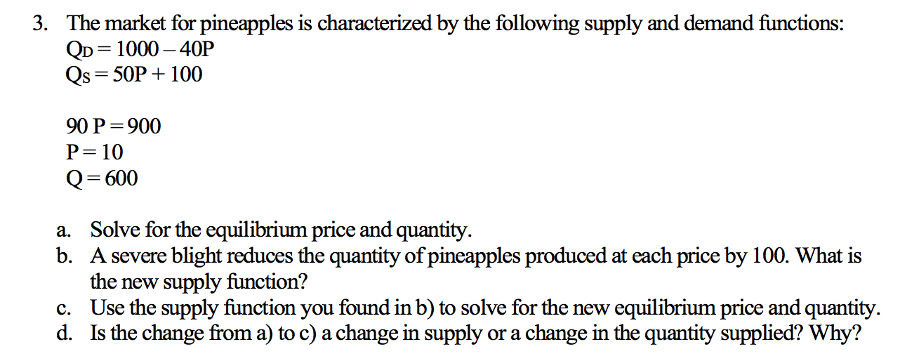 The market for pineapples is characterized by the | Chegg.com