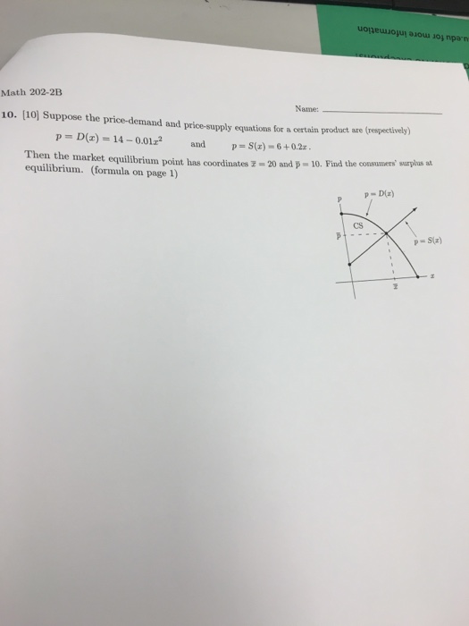 Solved Suppose The Price-demand And Price-supply Equations | Chegg.com