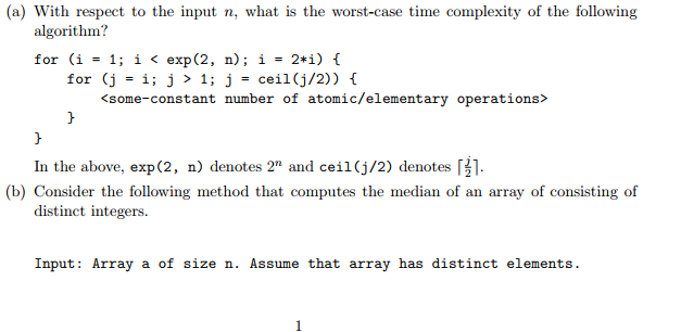 Solved (a) With respect to the input n, what is the | Chegg.com